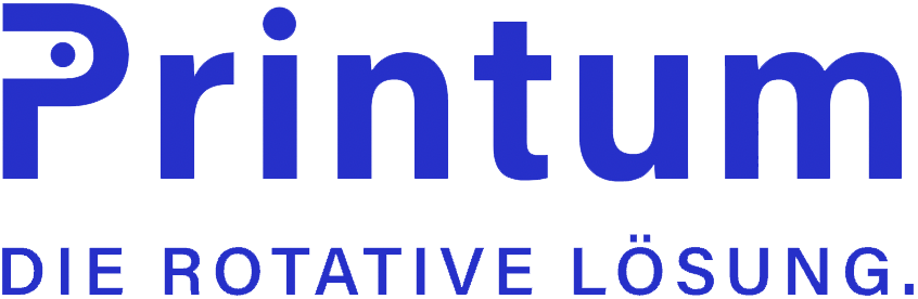 Printum Logo Sondermaschinenbau Ravensburg – weltweit einzigartige Sonderanlagen für die Automatisierung rotativer Fertigungsprozesse für Rollenware jeder Art.